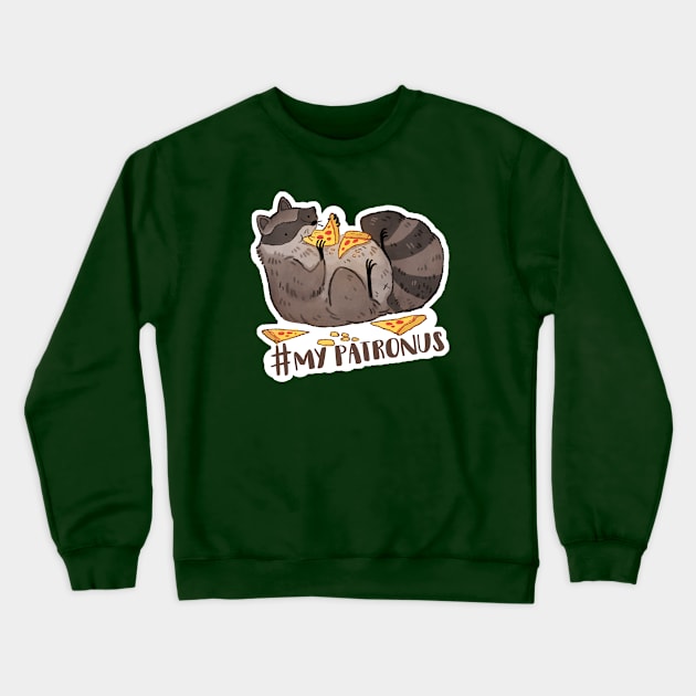 Hungry Raccoon Crewneck Sweatshirt by MichelleScribbles